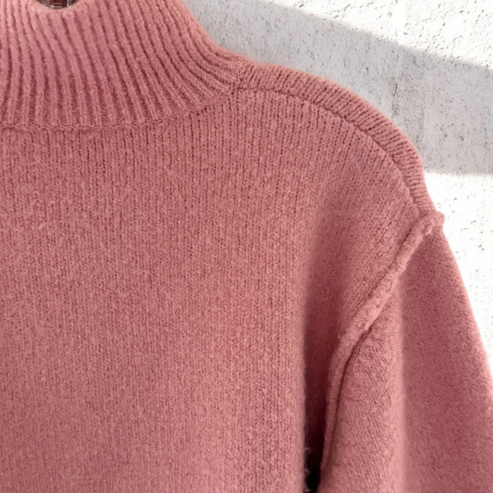 Zara Women’s Pink Mock Turtle Neck Cropped Oversized Sweater! Small! - Picture 6 of 7